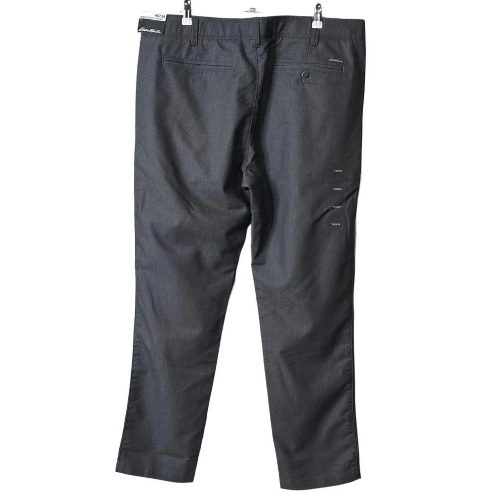 NWT Eddie Bauer Men's Flex Wrinkle Resistant Sport Chino Pant Gray Sz 40/34 Tall